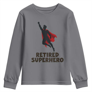 Retired Superhero Retirement Gift Youth Sweatshirt Flying Red Cape Silhouette Graphic TS12 Charcoal Print Your Wear