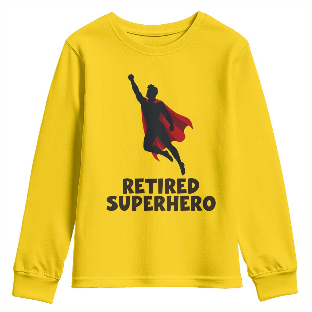 Retired Superhero Retirement Gift Youth Sweatshirt Flying Red Cape Silhouette Graphic TS12 Daisy Print Your Wear
