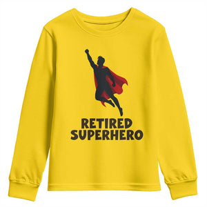 Retired Superhero Retirement Gift Youth Sweatshirt Flying Red Cape Silhouette Graphic TS12 Daisy Print Your Wear