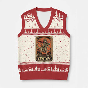 Funny Royal Cat Riding Dinosaur V-Neck Knit Sweater Vest Fantasy Reader Tarot Card Gift