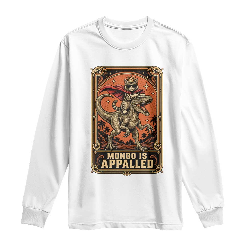 Funny Royal Cat Riding Dinosaur Long Sleeve Shirt Fantasy Reader Tarot Card Gift