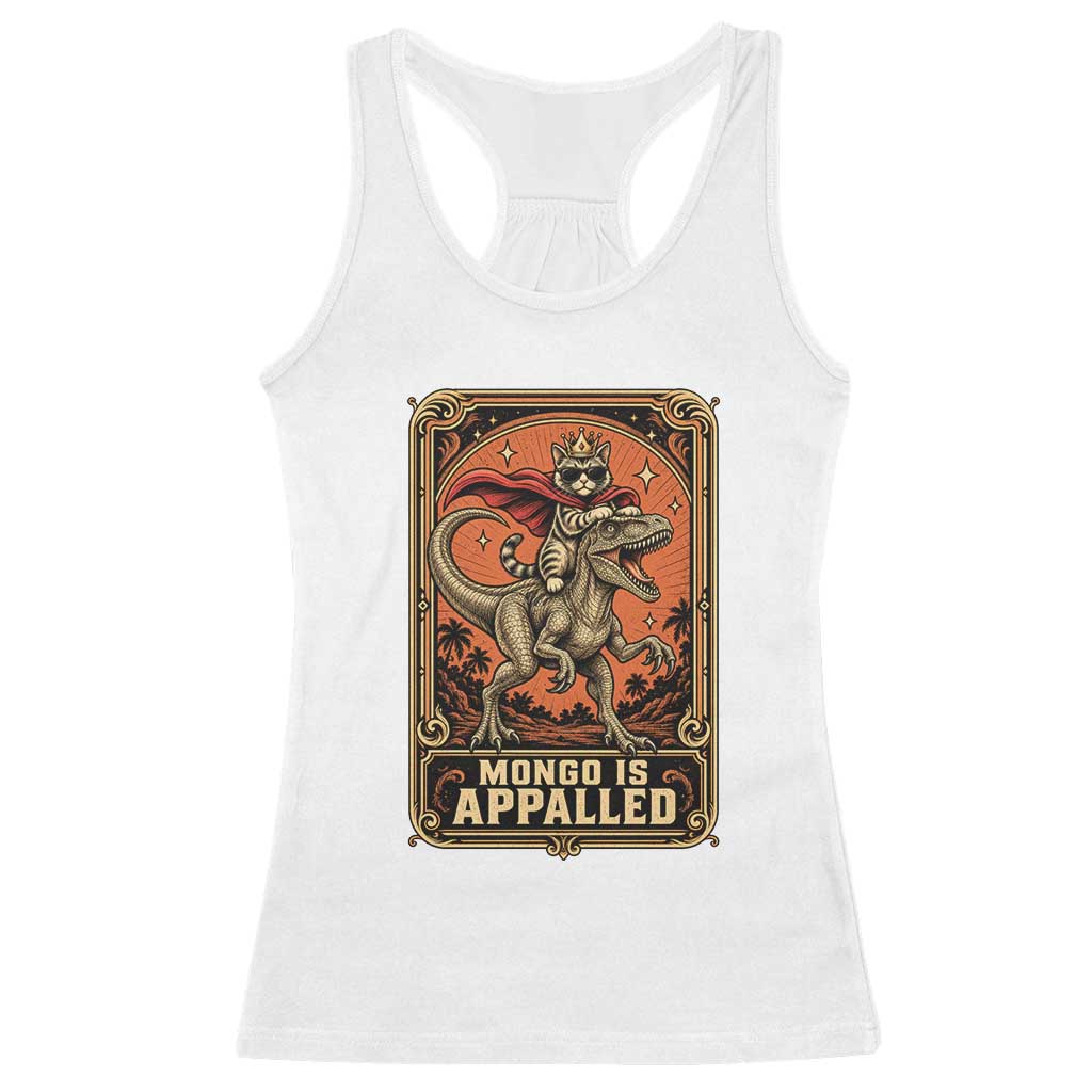 Funny Royal Cat Riding Dinosaur Racerback Tank Top Fantasy Reader Tarot Card Gift
