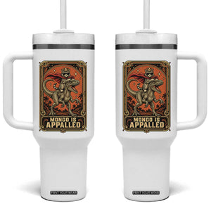Funny Royal Cat Riding Dinosaur Tumbler With Handle Fantasy Reader Tarot Card Gift