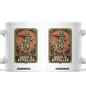 Funny Royal Cat Riding Dinosaur Coffee Mug Fantasy Reader Tarot Card Gift