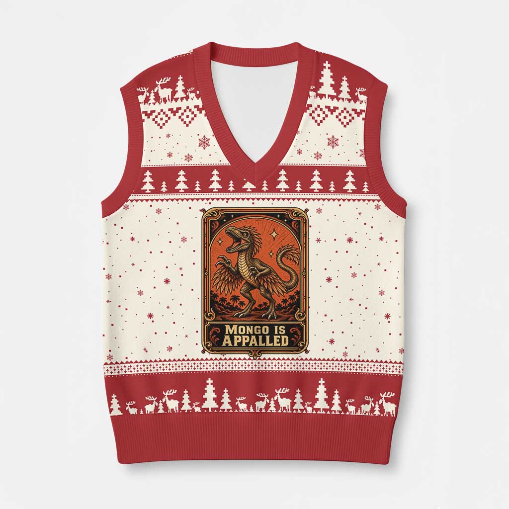 Raptor Dinosaur Lover V-Neck Knit Sweater Vest Fantasy Reader Tarot Card Gift