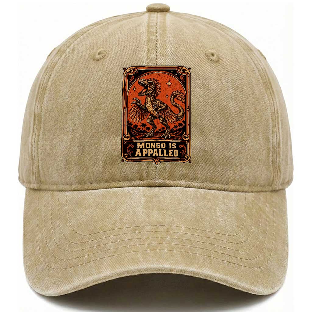 Raptor Dinosaur Lover Washed Cotton Baseball Cap Fantasy Reader Tarot Card Gift