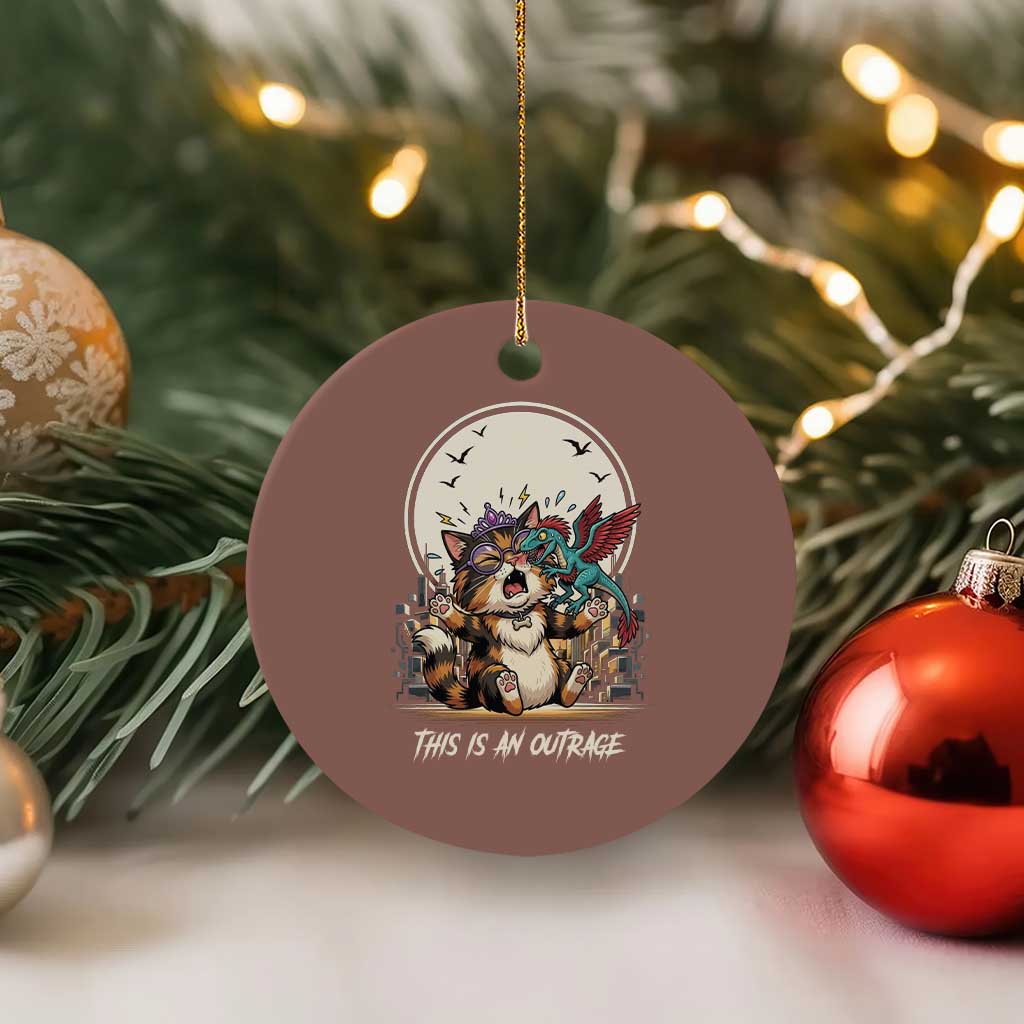 This Is An Outrage Princess Cat Ceramic Ornament Funny Raptor Biting Nose Fantasy Book Lover Gift