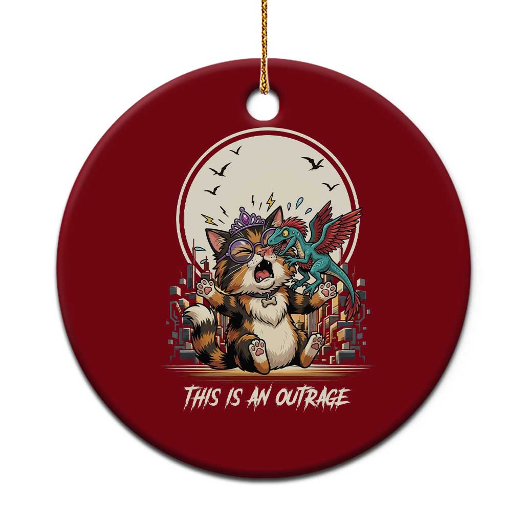 This Is An Outrage Princess Cat Ceramic Ornament Funny Raptor Biting Nose Fantasy Book Lover Gift