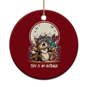 This Is An Outrage Princess Cat Ceramic Ornament Funny Raptor Biting Nose Fantasy Book Lover Gift