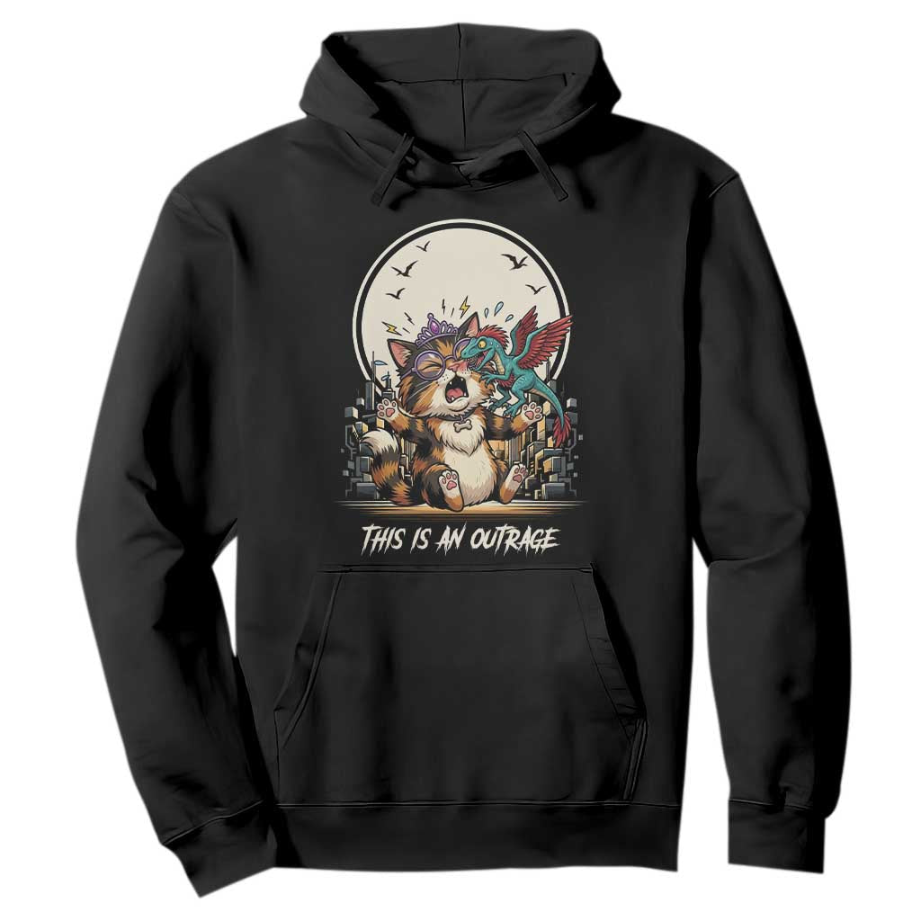 This Is An Outrage Princess Cat Hoodie Funny Raptor Biting Nose Fantasy Book Lover Gift