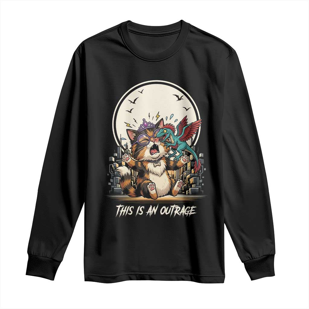 This Is An Outrage Princess Cat Long Sleeve Shirt Funny Raptor Biting Nose Fantasy Book Lover Gift