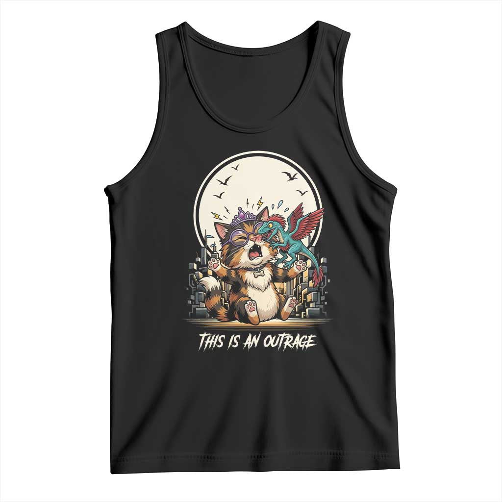 This Is An Outrage Princess Cat Tank Top Funny Raptor Biting Nose Fantasy Book Lover Gift