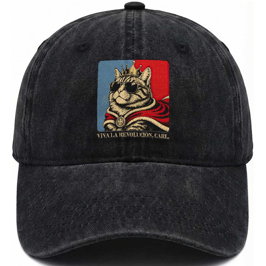 Viva La Revolucion Carl Washed Cotton Baseball Cap Funny Royal Princess Cat Meme Gift