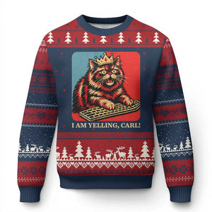 I Am Yelling Carl Ugly Christmas Sweater Vintage Royal Princess Cat Meme Gift