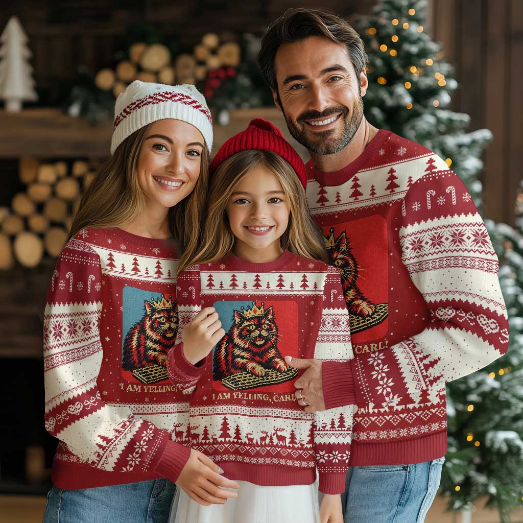I Am Yelling Carl Ugly Christmas Sweater Vintage Royal Princess Cat Meme Gift