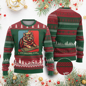 I Am Yelling Carl Ugly Christmas Sweater Vintage Royal Princess Cat Meme Gift