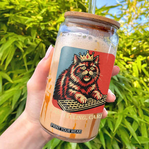 I Am Yelling Carl Glass Can Vintage Royal Princess Cat Meme Gift