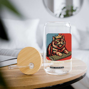I Am Yelling Carl Glass Can Vintage Royal Princess Cat Meme Gift