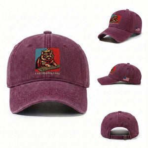 I Am Yelling Carl Washed Cotton Baseball Cap Vintage Royal Princess Cat Meme Gift