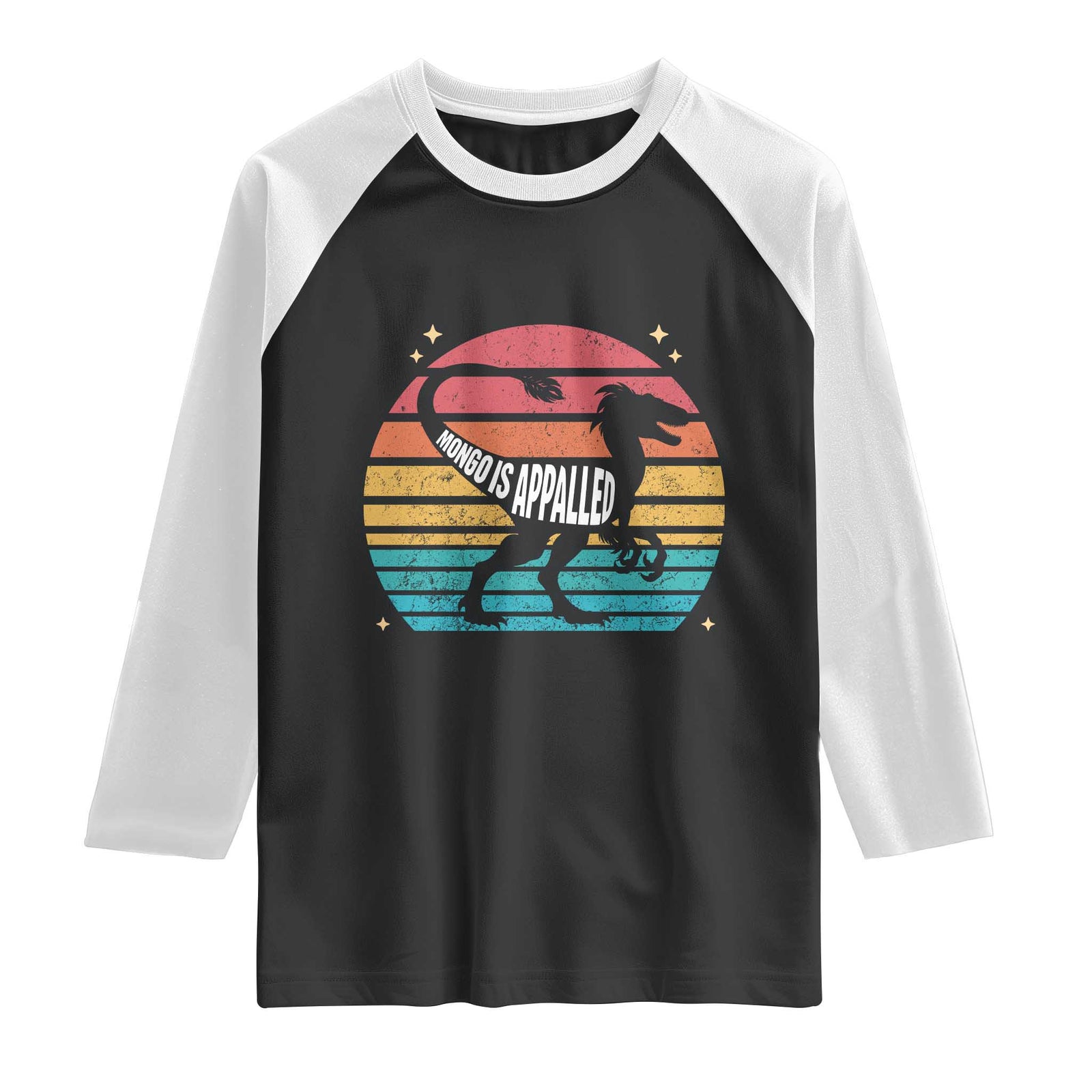 Vintage Retro Raptor Dinosaur Raglan Shirt Sci Fi Book Lover Gift
