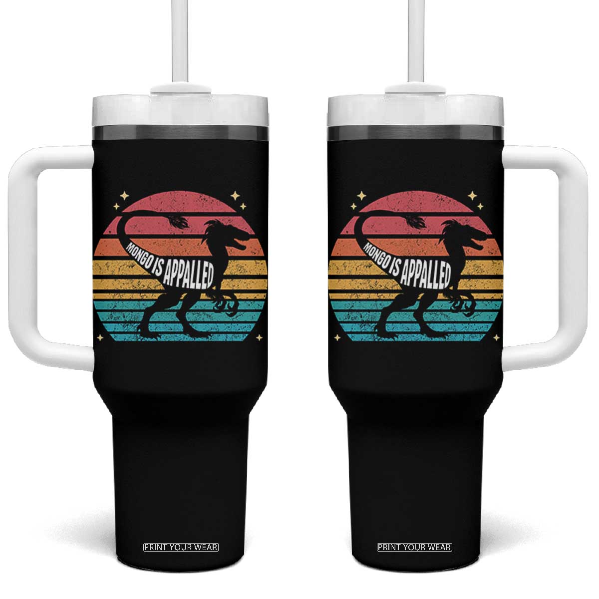 Vintage Retro Raptor Dinosaur Tumbler With Handle Sci Fi Book Lover Gift