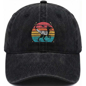 Vintage Retro Raptor Dinosaur Washed Cotton Baseball Cap Sci Fi Book Lover Gift