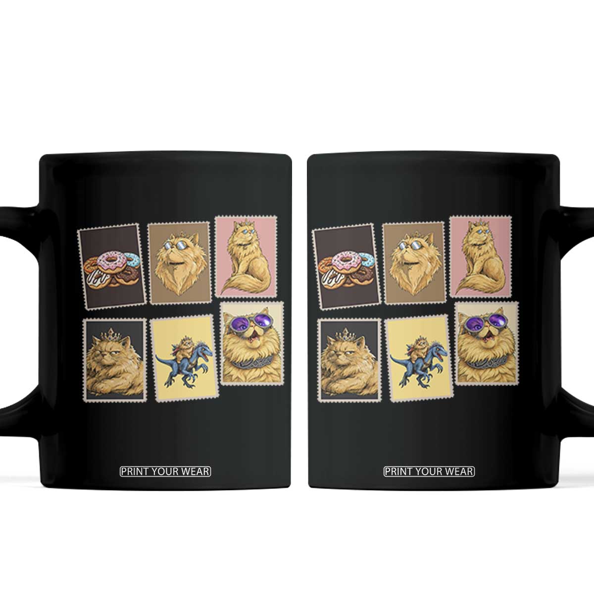 Vintage Postage Stamp Princess Cat Coffee Mug Raptor Lover Fancy Royal Cat Gift