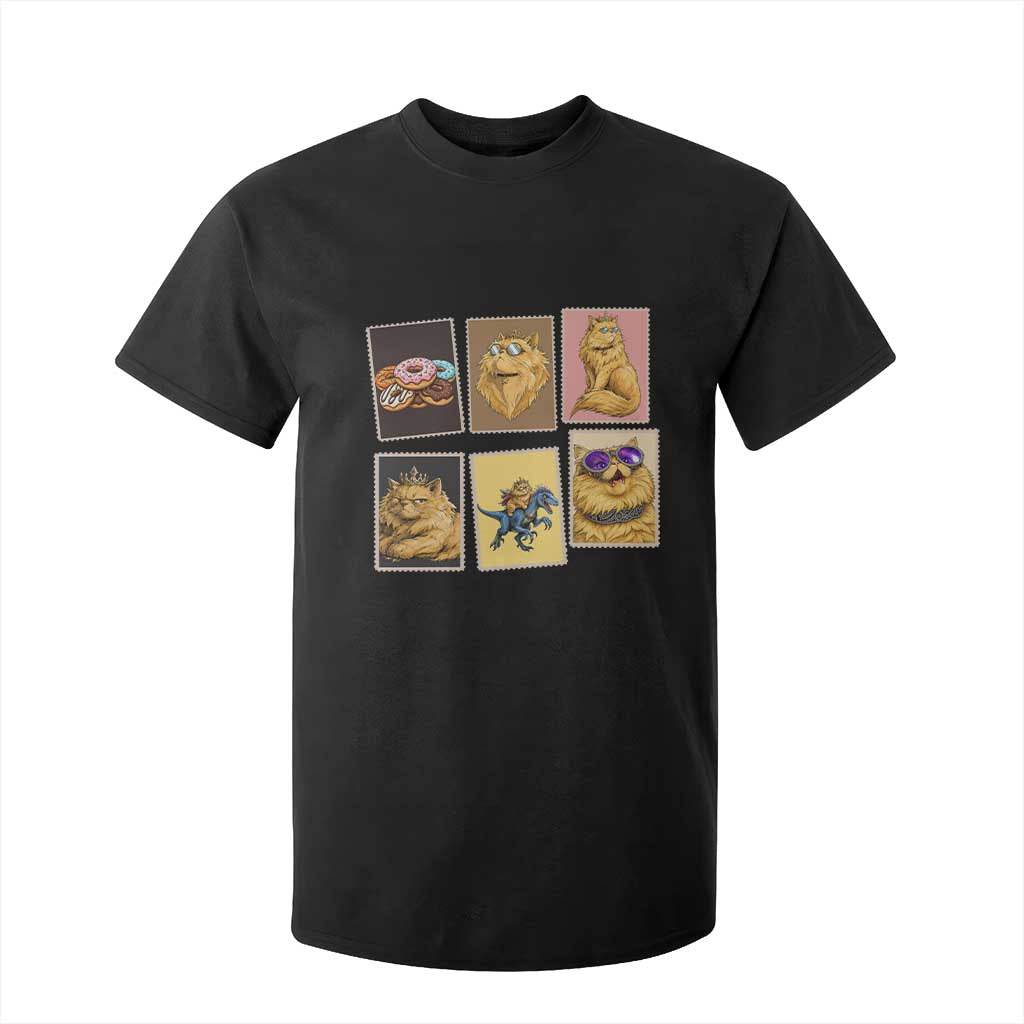 Vintage Postage Stamp Princess Cat T Shirt For Kid Raptor Lover Fancy Royal Cat Gift