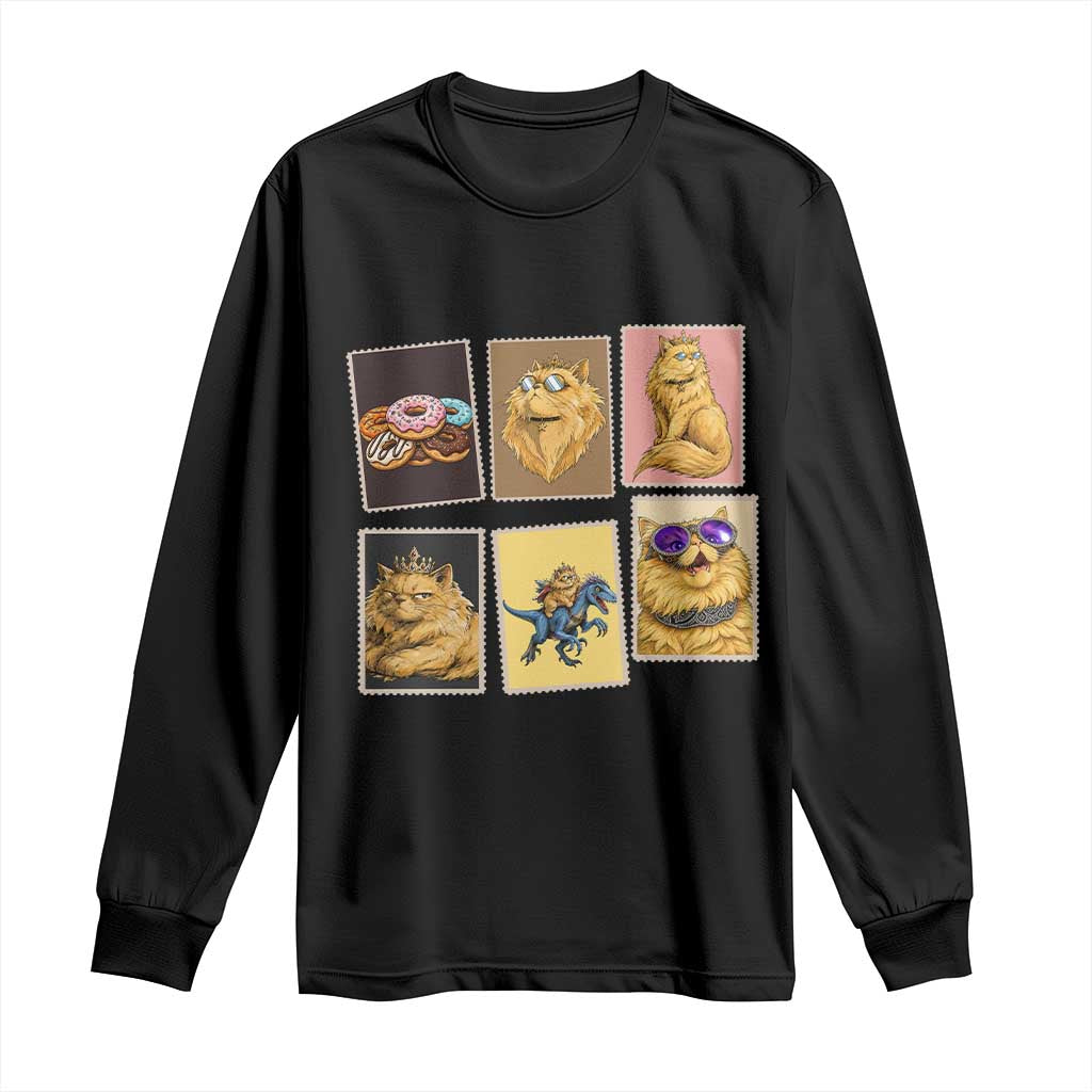 Vintage Postage Stamp Princess Cat Long Sleeve Shirt Raptor Lover Fancy Royal Cat Gift