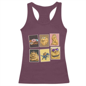 Vintage Postage Stamp Princess Cat Racerback Tank Top Raptor Lover Fancy Royal Cat Gift