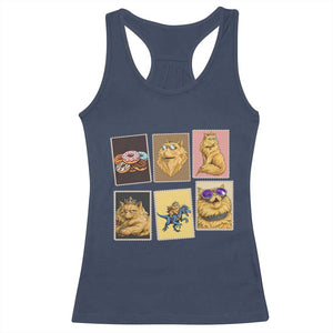 Vintage Postage Stamp Princess Cat Racerback Tank Top Raptor Lover Fancy Royal Cat Gift