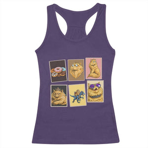 Vintage Postage Stamp Princess Cat Racerback Tank Top Raptor Lover Fancy Royal Cat Gift