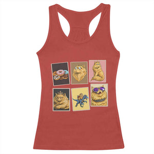 Vintage Postage Stamp Princess Cat Racerback Tank Top Raptor Lover Fancy Royal Cat Gift