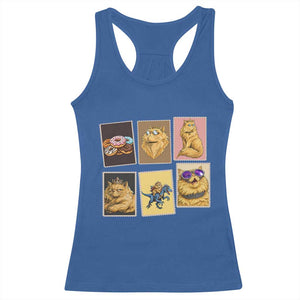 Vintage Postage Stamp Princess Cat Racerback Tank Top Raptor Lover Fancy Royal Cat Gift