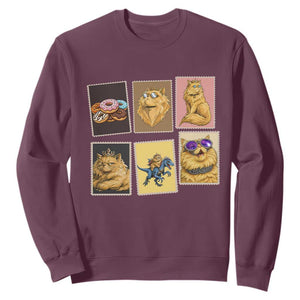 Vintage Postage Stamp Princess Cat Sweatshirt Raptor Lover Fancy Royal Cat Gift