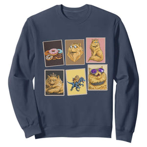 Vintage Postage Stamp Princess Cat Sweatshirt Raptor Lover Fancy Royal Cat Gift