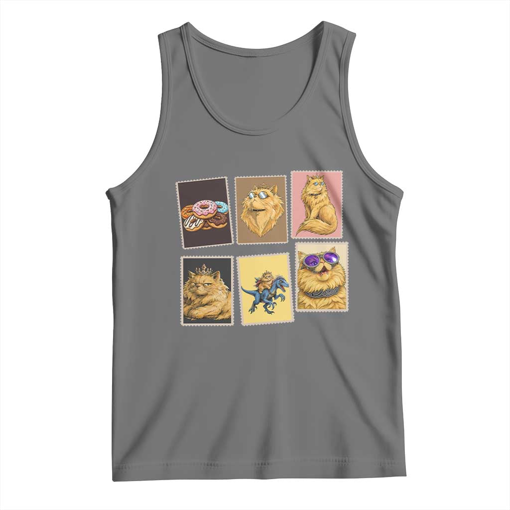 Vintage Postage Stamp Princess Cat Tank Top Raptor Lover Fancy Royal Cat Gift