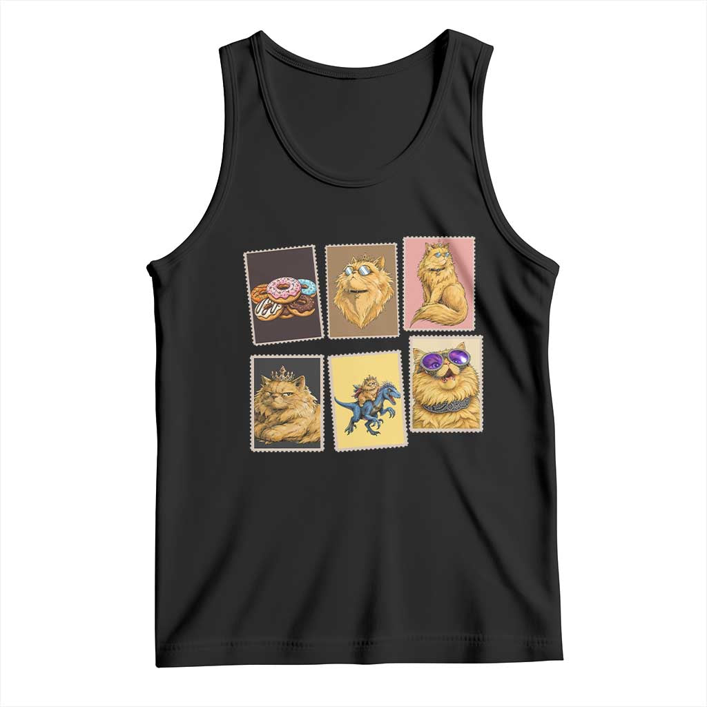 Vintage Postage Stamp Princess Cat Tank Top Raptor Lover Fancy Royal Cat Gift