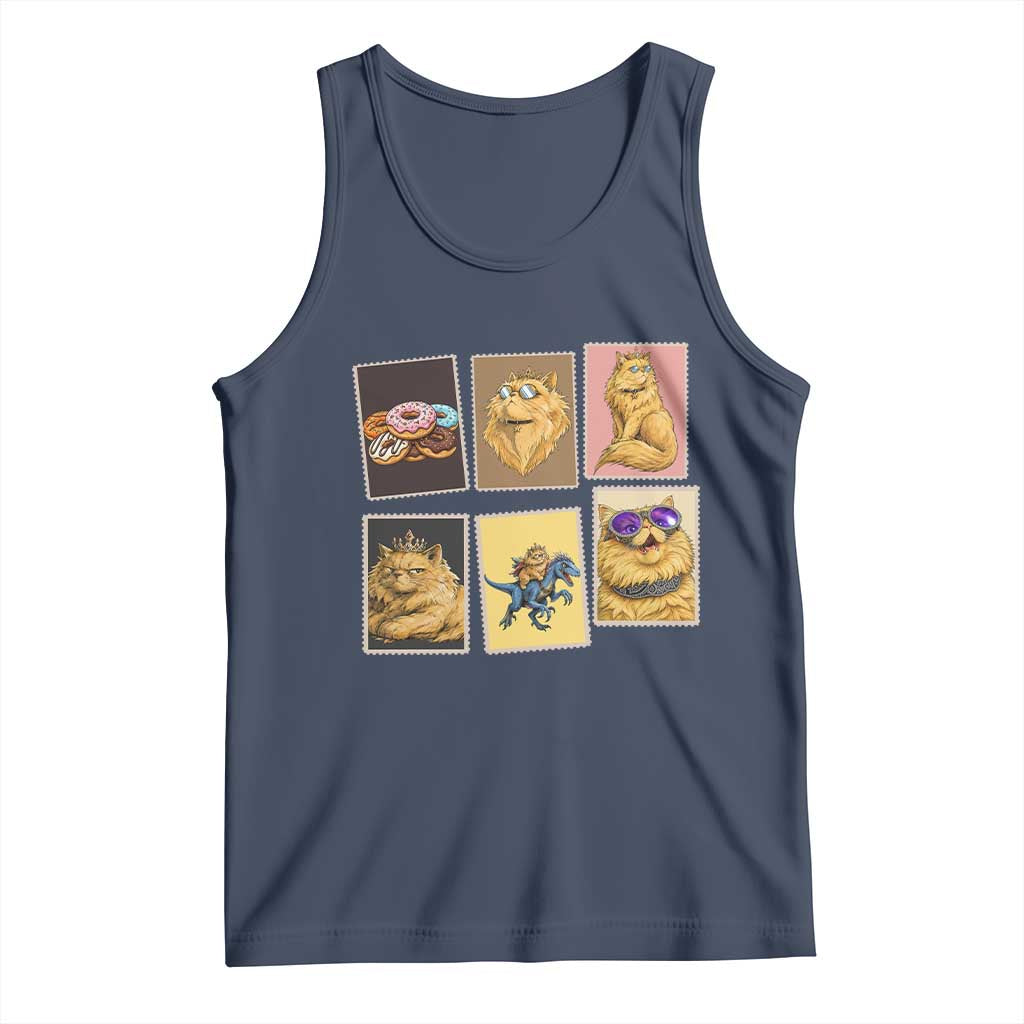 Vintage Postage Stamp Princess Cat Tank Top Raptor Lover Fancy Royal Cat Gift