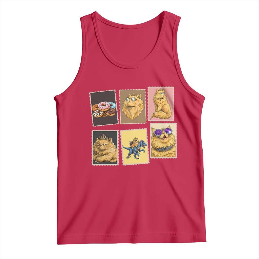 Vintage Postage Stamp Princess Cat Tank Top Raptor Lover Fancy Royal Cat Gift