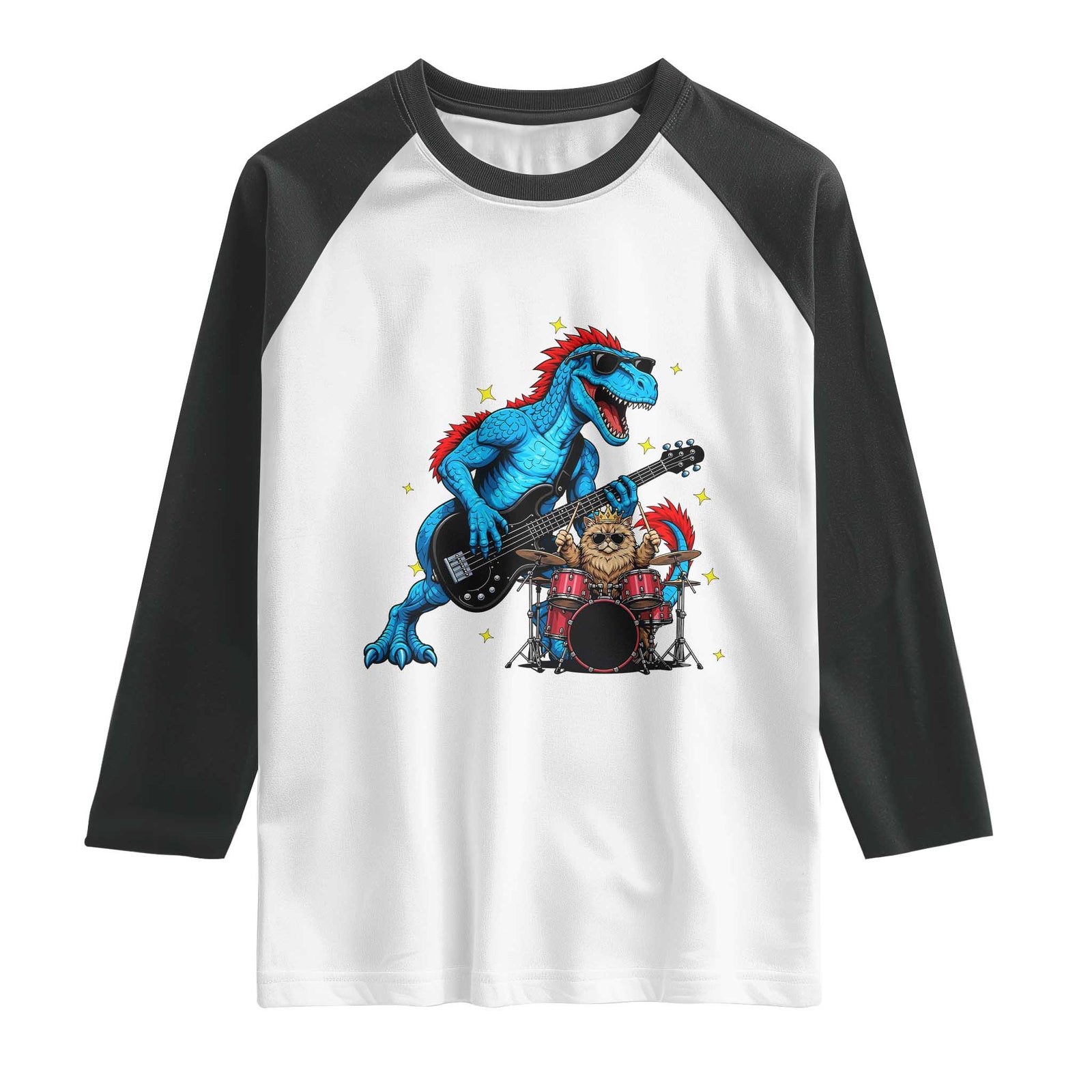 Funny Rock Band Princess Cat Raglan Shirt Dinosaur Bassist Sci Fi Reader Gift