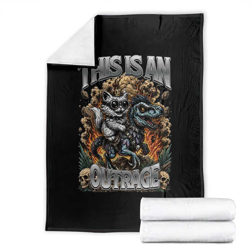 Gothic This Is An Outrage Princess Cat Riding Dinosaur Throw Blanket Fantasy Reader Gift