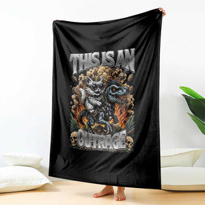 Gothic This Is An Outrage Princess Cat Riding Dinosaur Throw Blanket Fantasy Reader Gift
