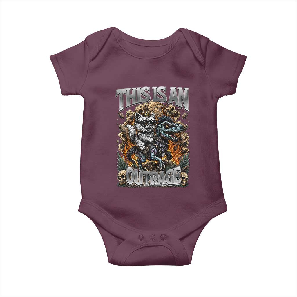 Gothic This Is An Outrage Princess Cat Riding Dinosaur Baby Onesie Fantasy Reader Gift