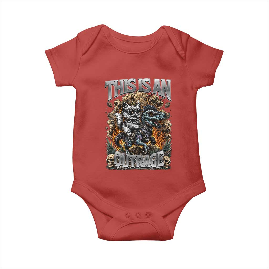 Gothic This Is An Outrage Princess Cat Riding Dinosaur Baby Onesie Fantasy Reader Gift