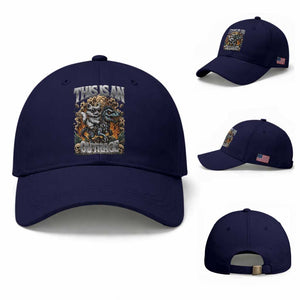 Gothic This Is An Outrage Princess Cat Riding Dinosaur Baseball Cap Fantasy Reader Gift