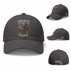 Gothic This Is An Outrage Princess Cat Riding Dinosaur Baseball Cap Fantasy Reader Gift