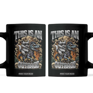 Gothic This Is An Outrage Princess Cat Riding Dinosaur Coffee Mug Fantasy Reader Gift