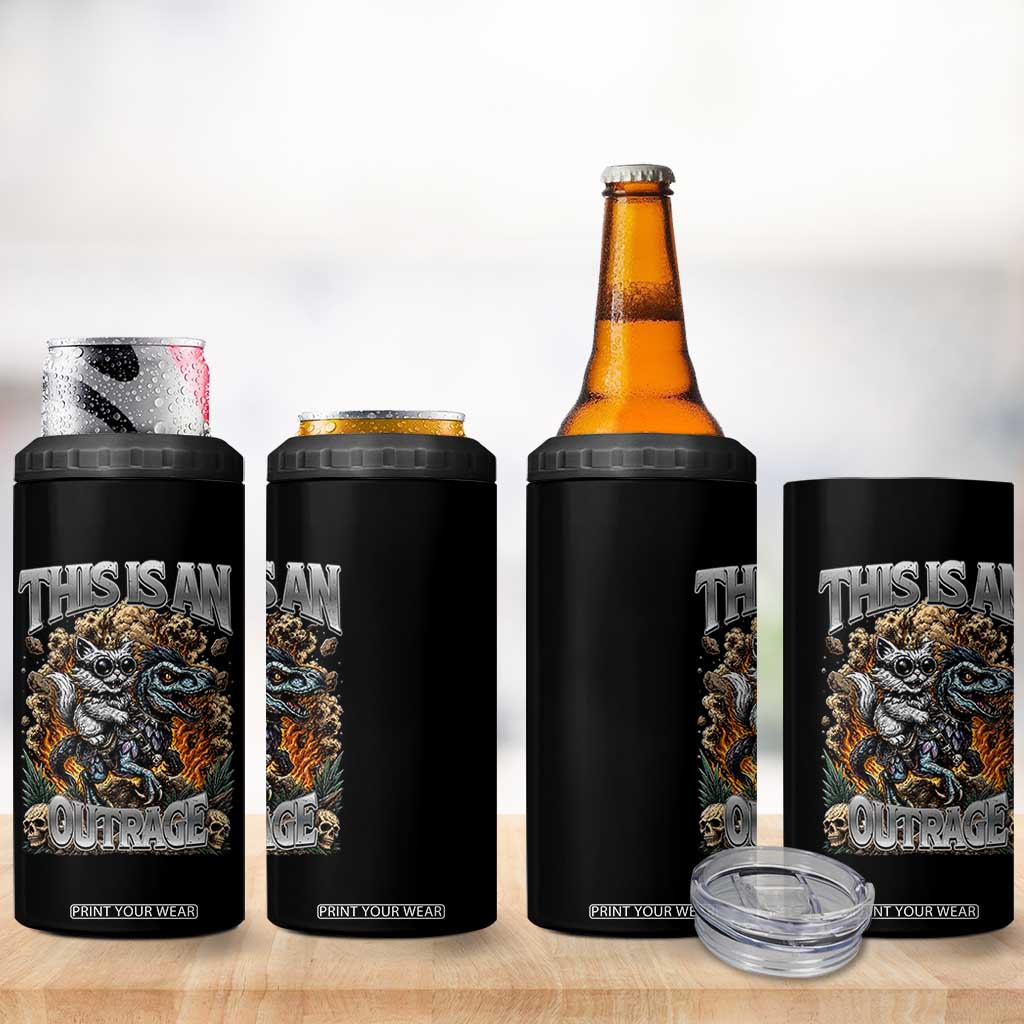 Gothic This Is An Outrage Princess Cat Riding Dinosaur 4 in 1 Can Cooler Tumbler Fantasy Reader Gift