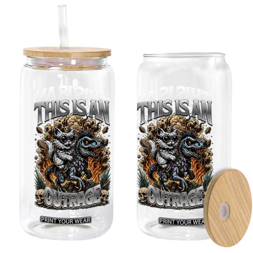 Gothic This Is An Outrage Princess Cat Riding Dinosaur Glass Can Fantasy Reader Gift